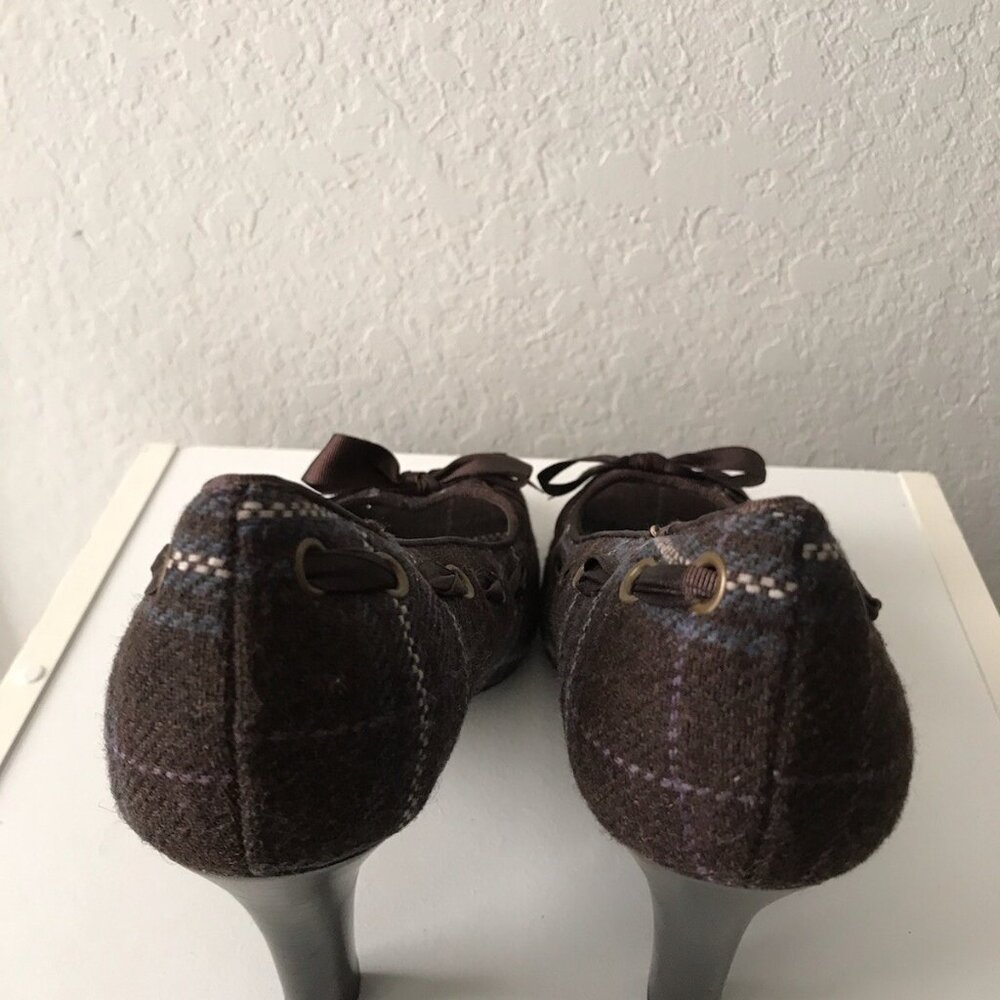 Steve Madden Ninna Peep Toe Heels Black Plaid Ribbon - Picture 6 of 12